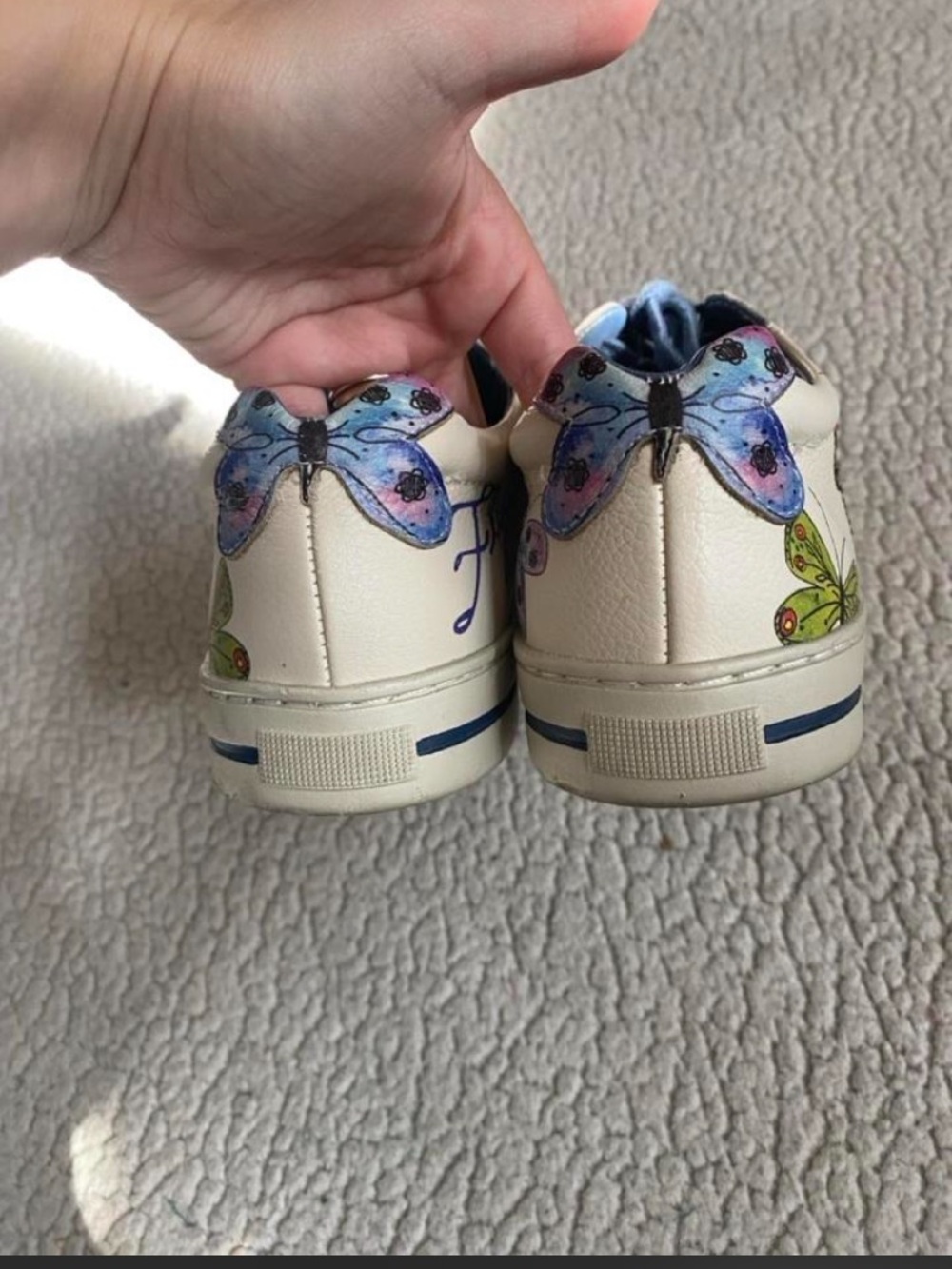 Brighton Cream Sneakers with Blue Interior and Butterfly Accents - Picture 6 of 8